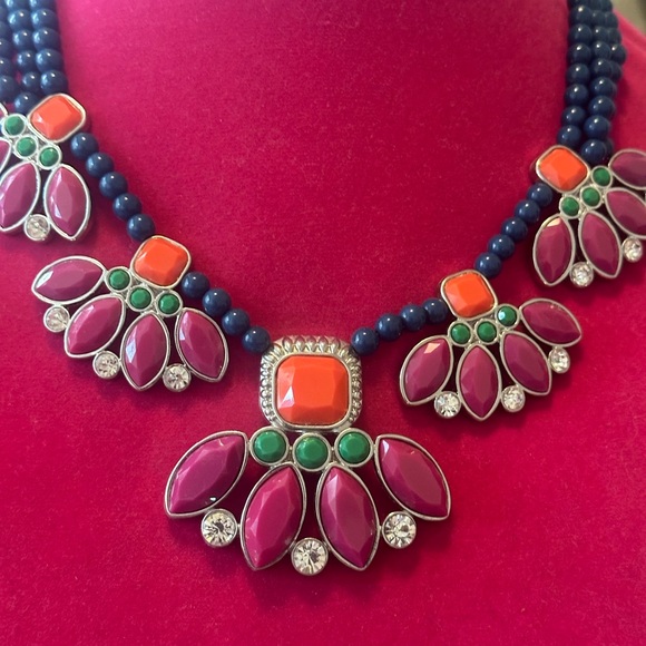 LIA SOPHIA Retired NECKLACE Adjustable CHOKER Faux Colored BEADS Faceted UNIQUE - Picture 4 of 12